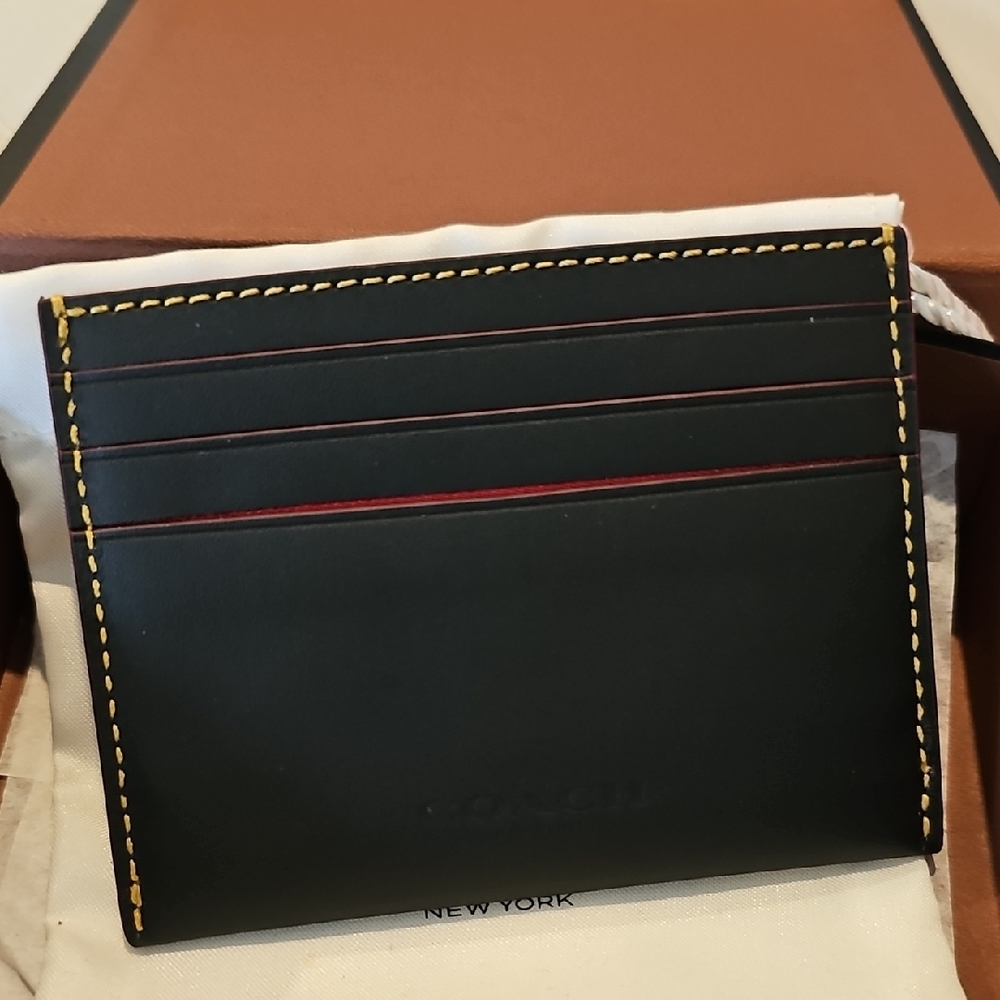 Coach Black and Red Card Holder with Mickey Design - Picture 3 of 7